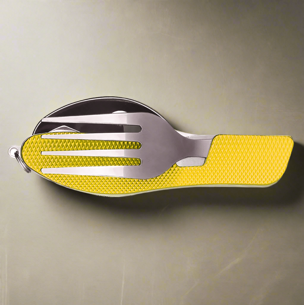 Couteau Suisse - FoldableTablewareSet™ - Jaune - Mon Camping Plein - air