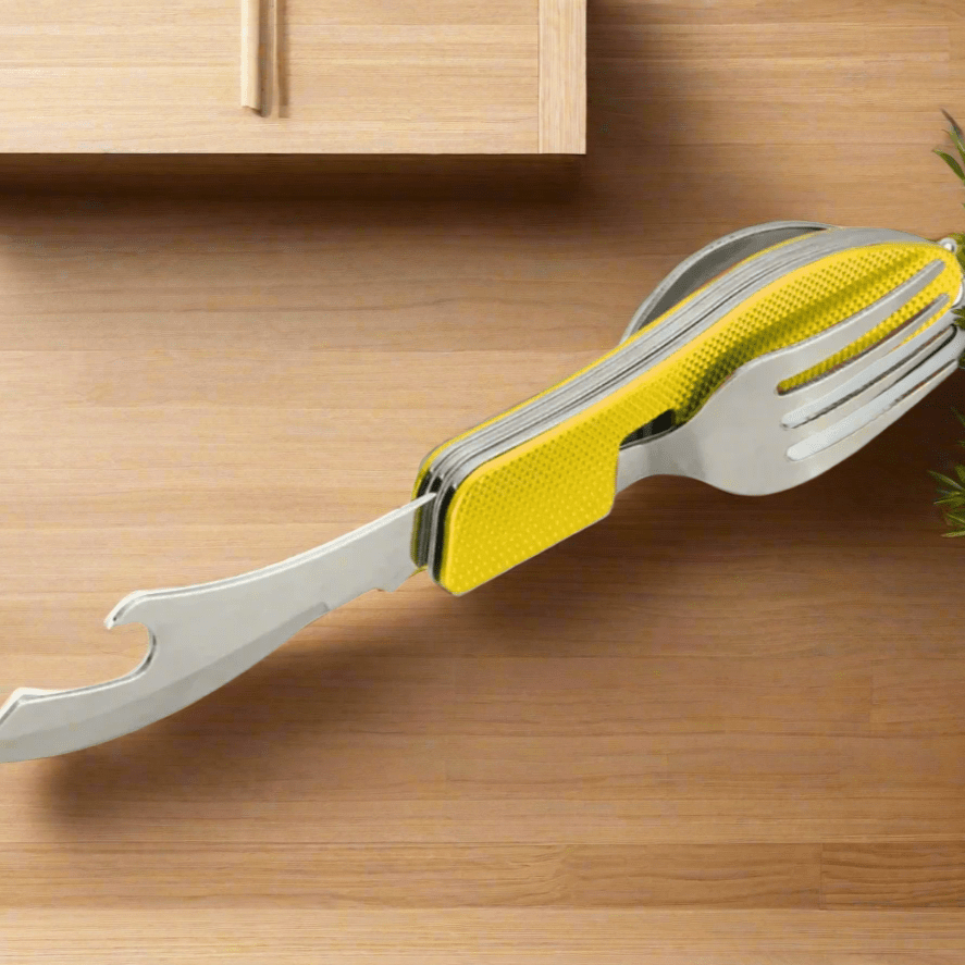 Couteau Suisse - FoldableTablewareSet™ - Jaune - Mon Camping Plein - air