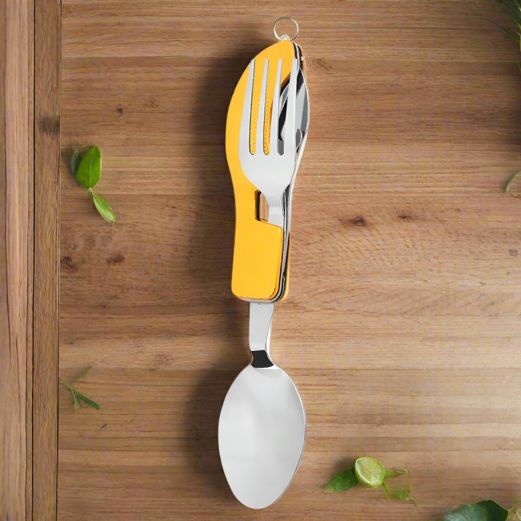 Couteau Suisse - FoldableTablewareSet™ - Jaune - Mon Camping Plein - air
