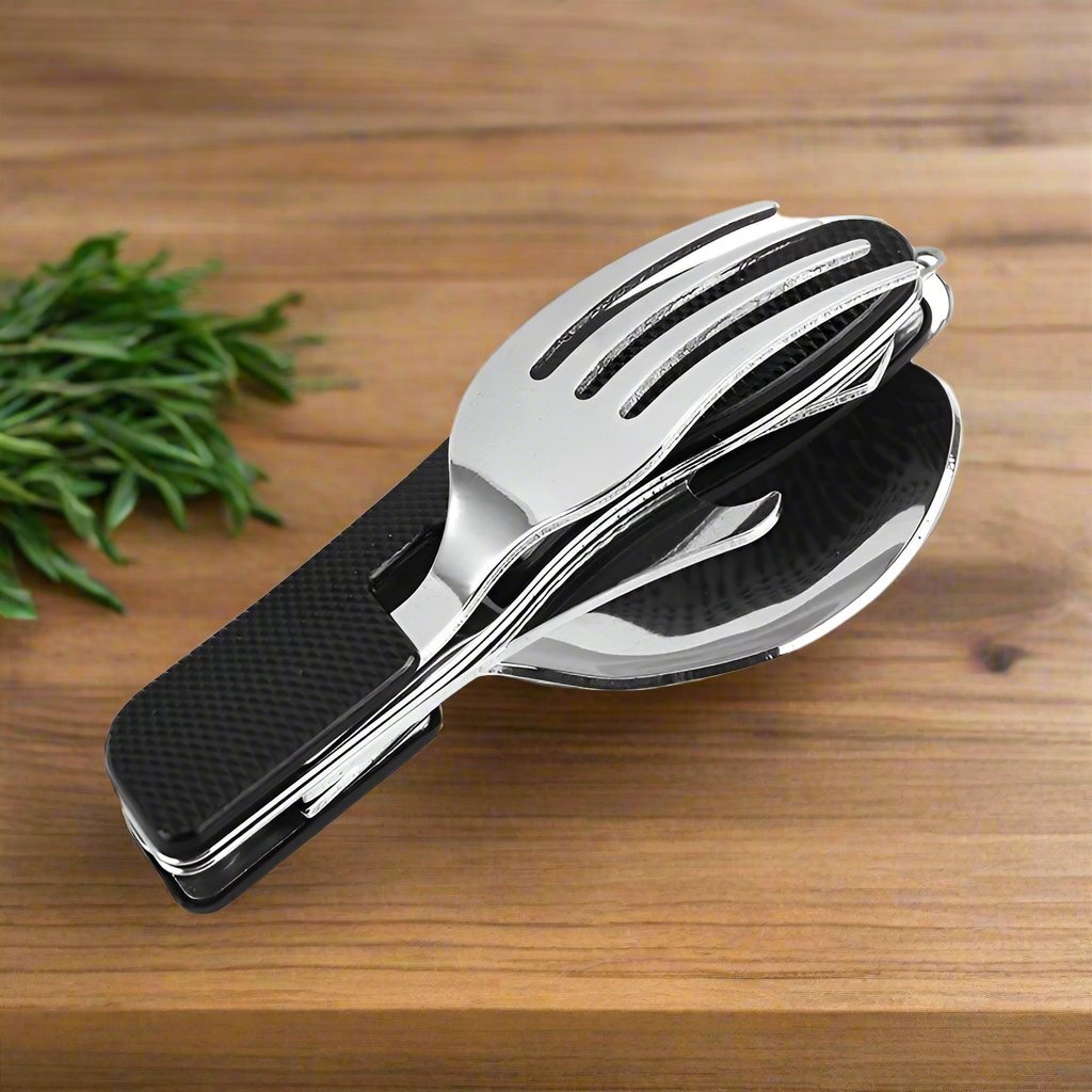 Couteau Suisse - FoldableTablewareSet™ - Noir - Mon Camping Plein - air