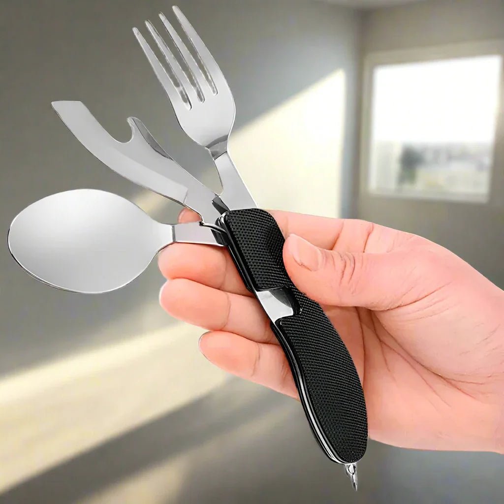 Couteau Suisse - FoldableTablewareSet™ - Noir - Mon Camping Plein - air