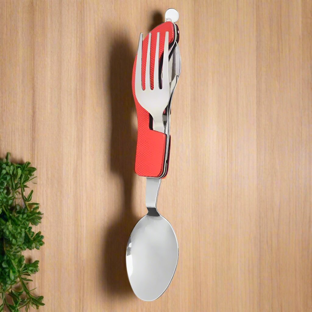 Couteau Suisse - FoldableTablewareSet™ - Rouge - Mon Camping Plein - air