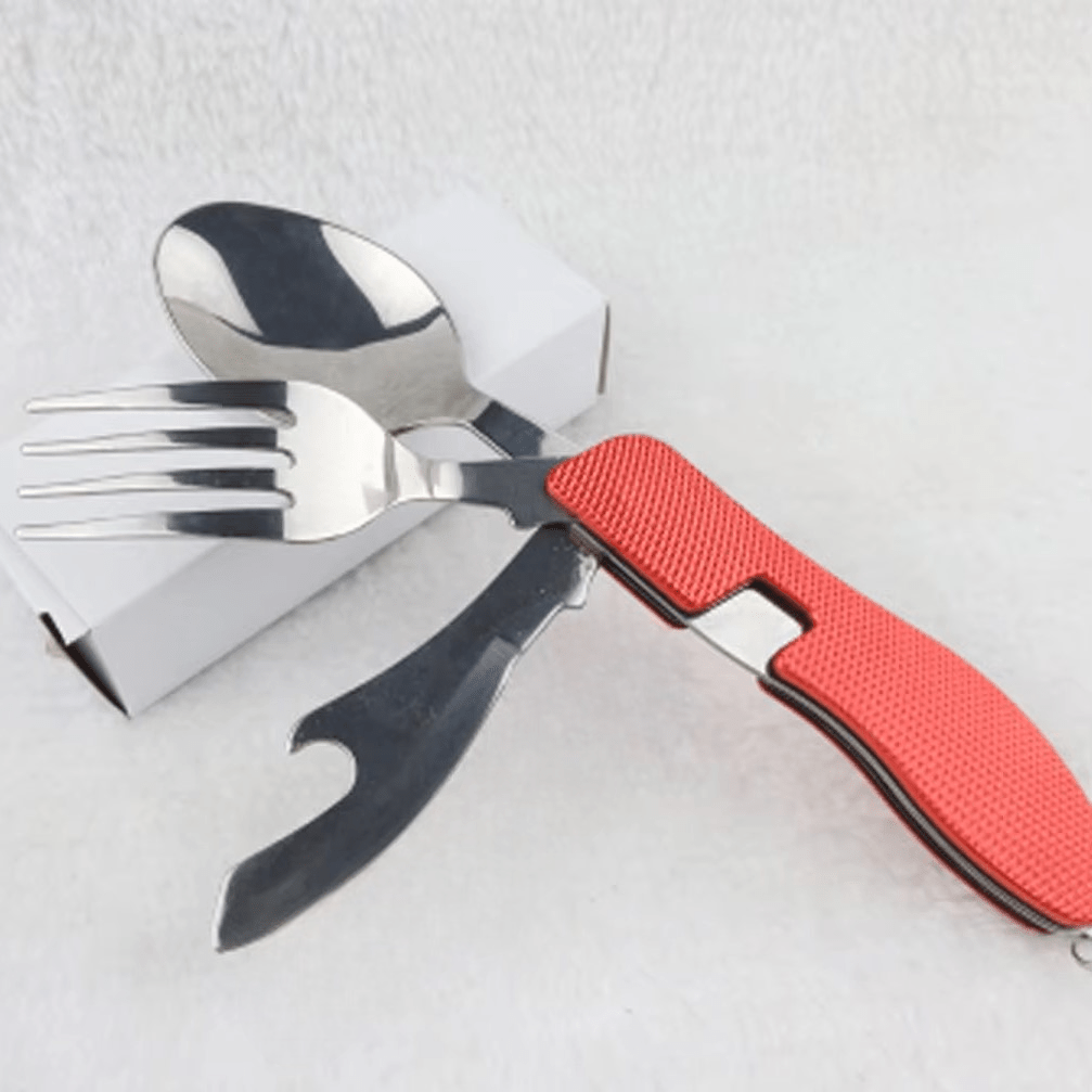 Couteau Suisse - FoldableTablewareSet™ - Rouge - Mon Camping Plein - air