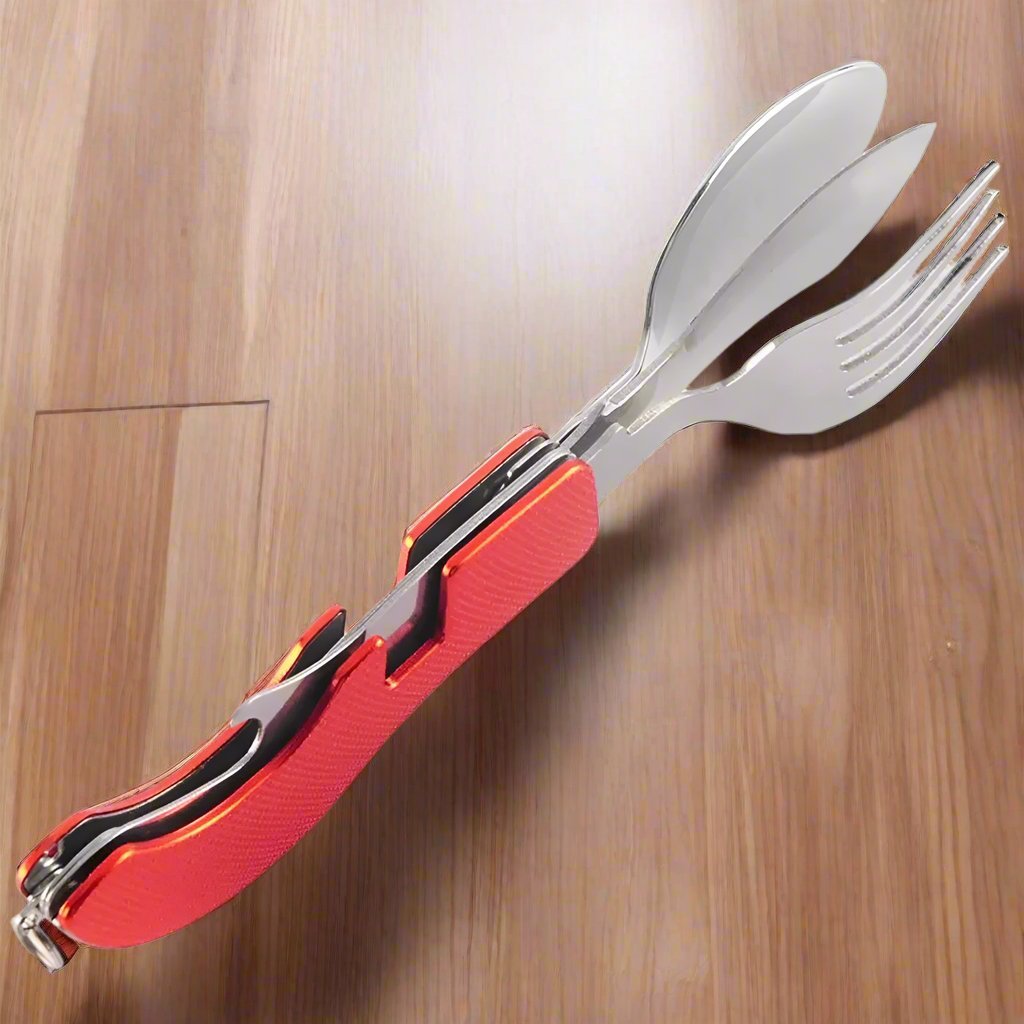 Couteau Suisse - FoldableTablewareSet™ - Rouge - Mon Camping Plein - air