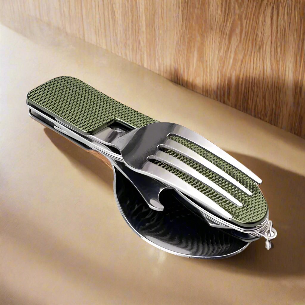 Couteau Suisse - FoldableTablewareSet™ - Vert - Mon Camping Plein - air