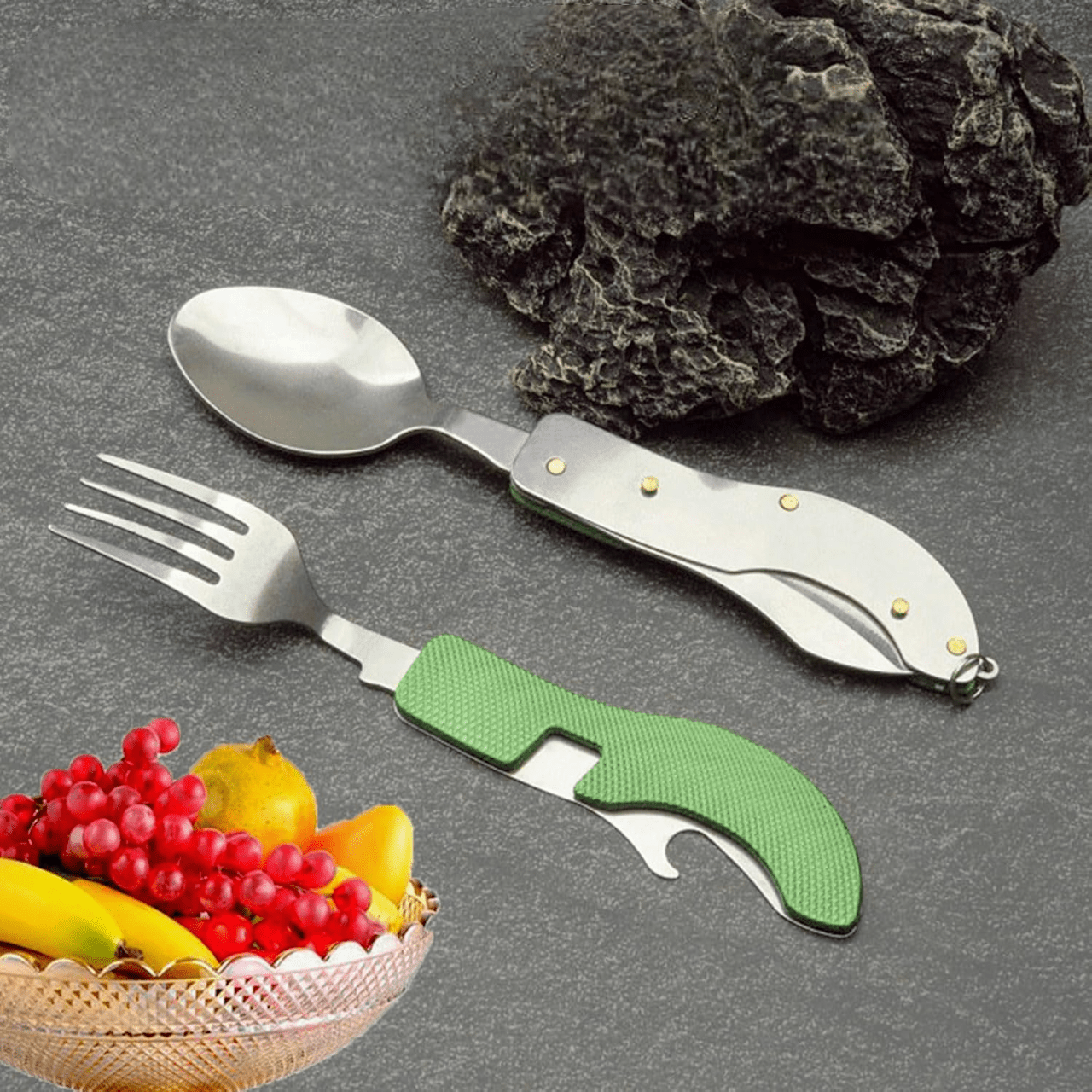 Couteau Suisse - FoldableTablewareSet™ - Vert - Mon Camping Plein - air