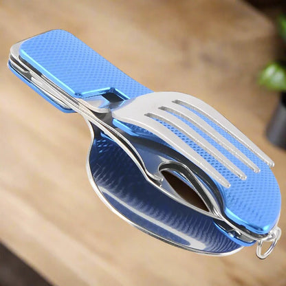 Couteau Suisse - FoldableTablewareSet™ - Bleu - Mon Camping Plein - air