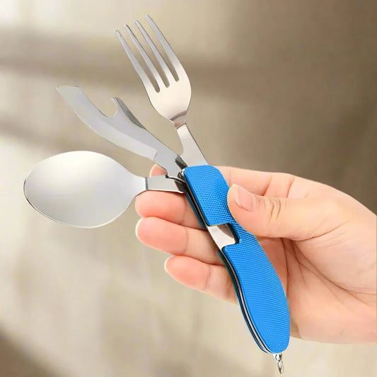 Couteau Suisse - FoldableTablewareSet™ - Bleu - Mon Camping Plein - air
