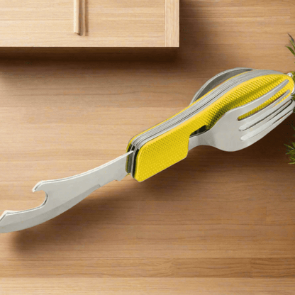 Couteau Suisse - FoldableTablewareSet™ - Jaune - Mon Camping Plein - air