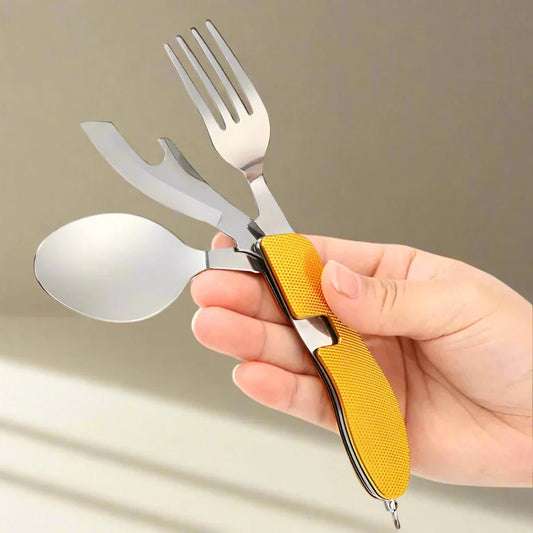 Couteau Suisse - FoldableTablewareSet™ - Jaune - Mon Camping Plein - air