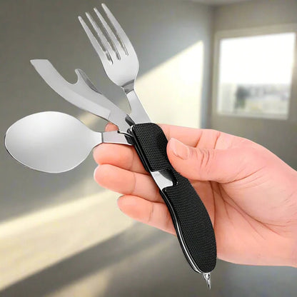 Couteau Suisse - FoldableTablewareSet™ - Noir - Mon Camping Plein - air