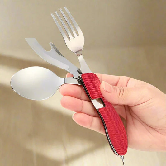 Couteau Suisse - FoldableTablewareSet™ - Rouge - Mon Camping Plein - air